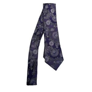 Saks Fifth Avenue BLACK Brand Purple Paisley Silk Tie